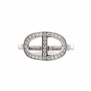 Hermes Medium Chaine d'Ancre Contour Ring 18K White Gold and Diamonds